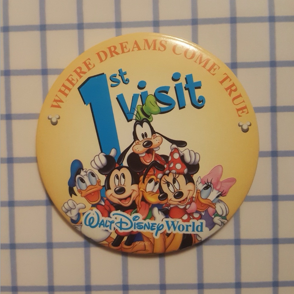 Walt Disney World Disney Parks First Visit 3” Souvenir Pin Back Button
